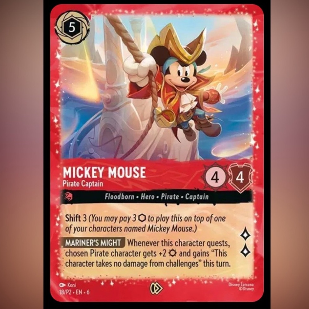 Disney Mickey Mouse Lorcana Pirate Captain Promo Trading Card